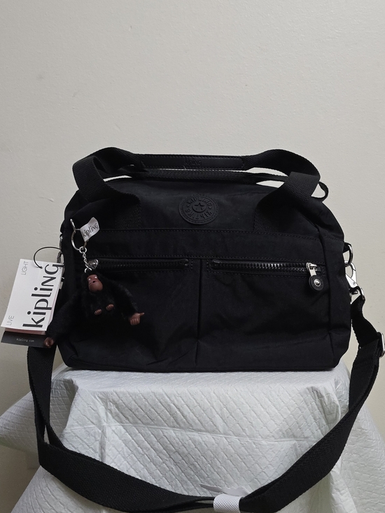 Kipling Handbags - Kipling Black Compact Crossbody Bag with Monkey Charm